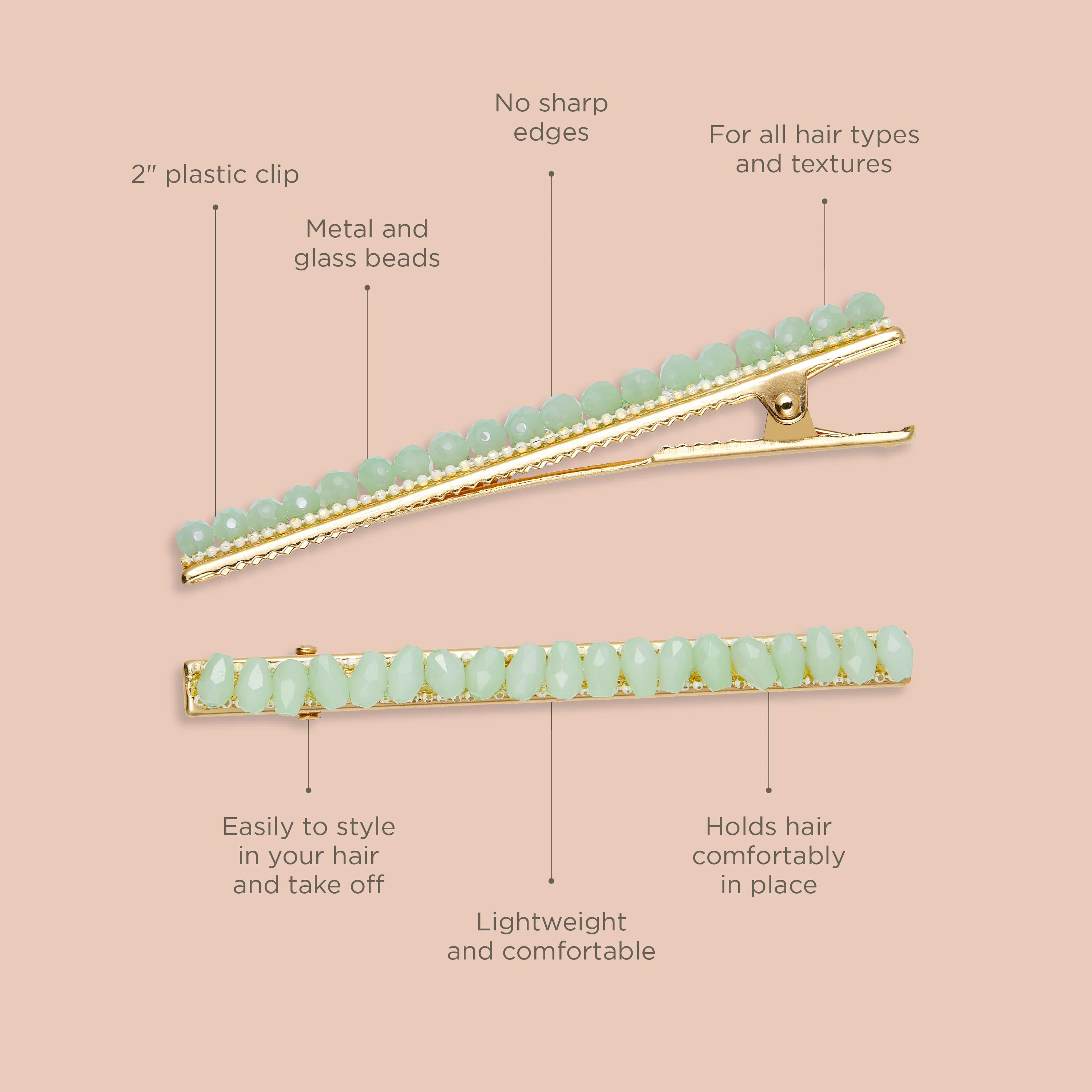 Beaded Hair Clips Mint - Image 5