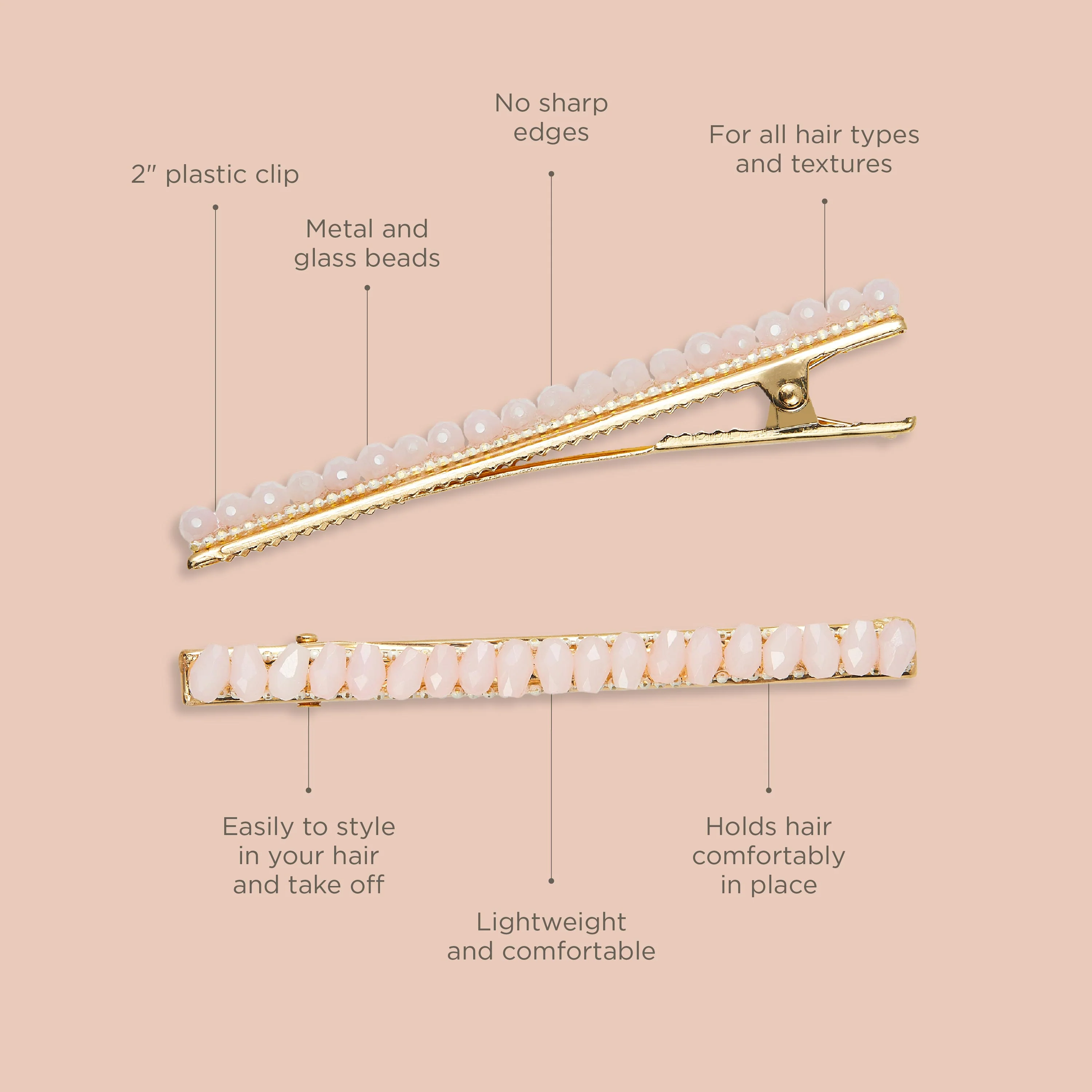 Beaded Hair Clips Pink - Image 5