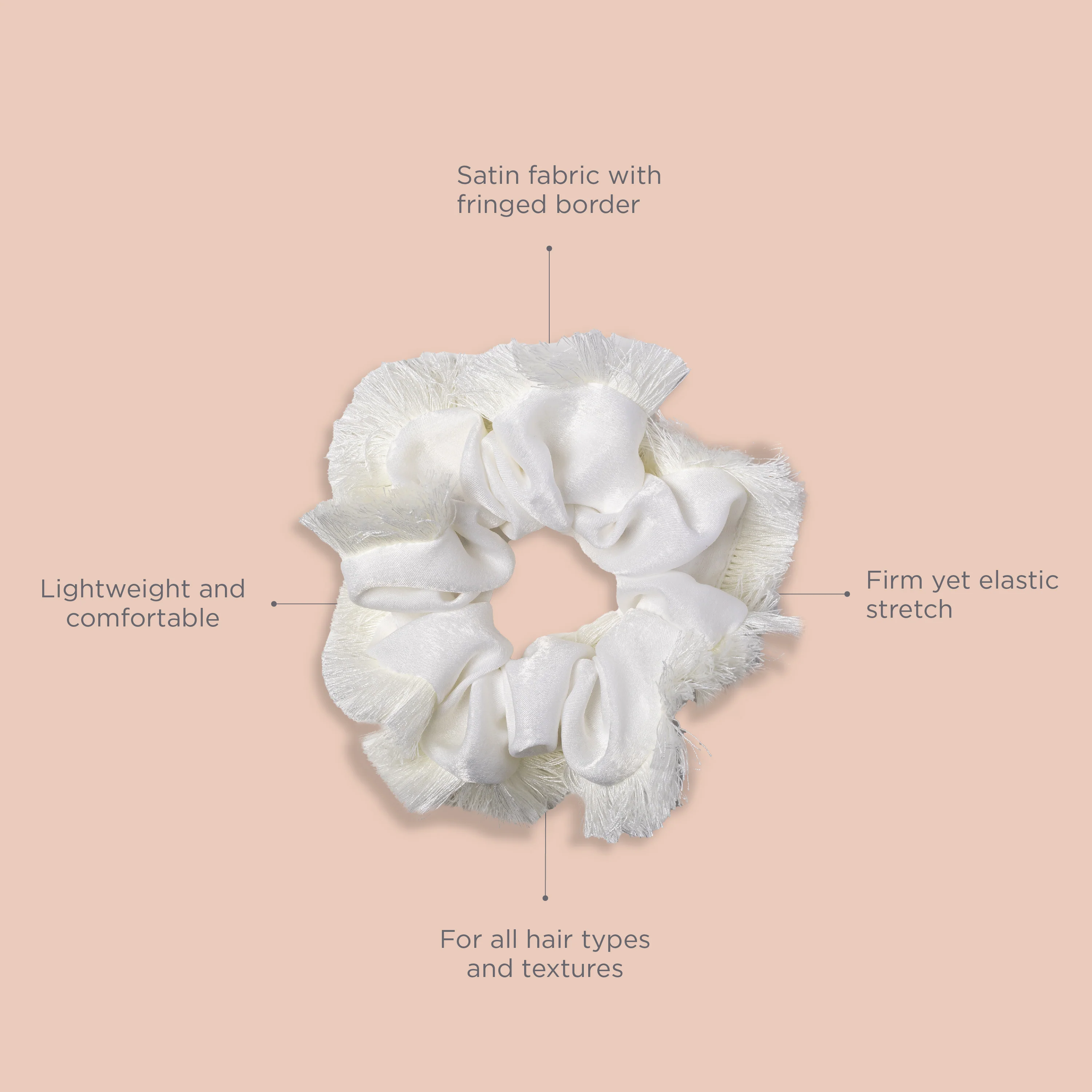 Take Me to the Beach Fringe Edge Hair Scrunchie- Taupe - Image 6