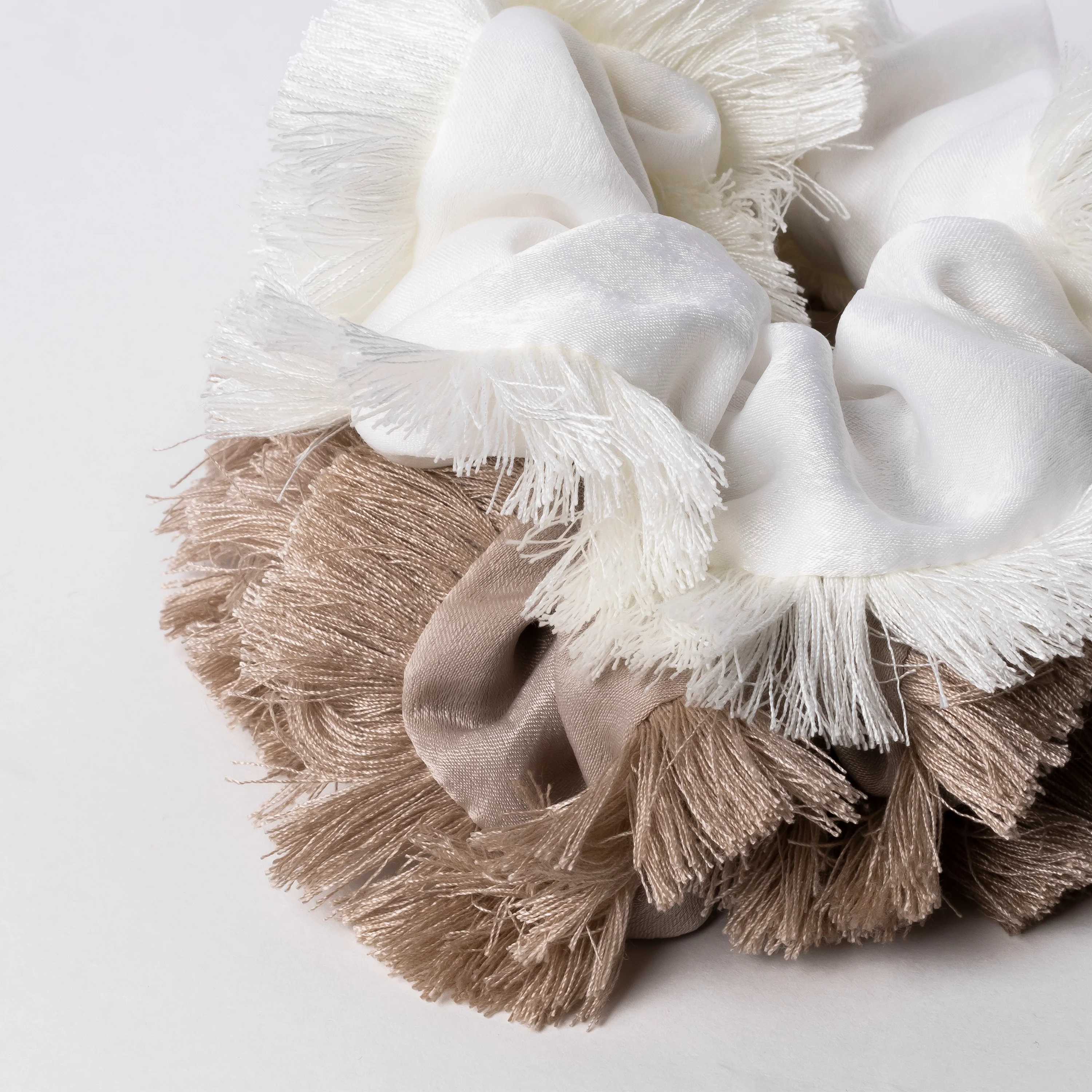 Take Me to the Beach Fringe Edge Hair Scrunchie- Taupe - Image 7