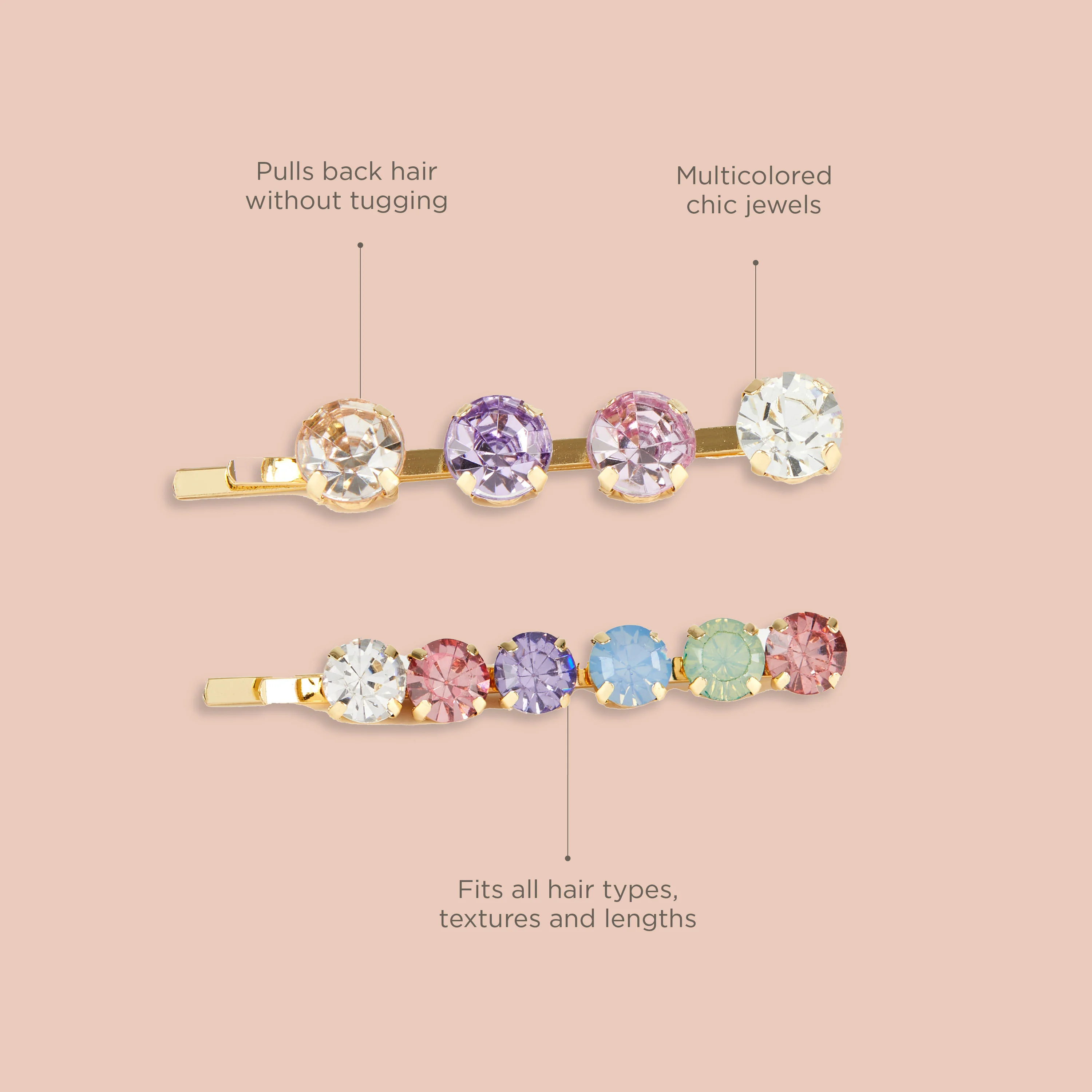 Jeweled Bobby Pins - 2 pack Multicolor/Gold - Image 4