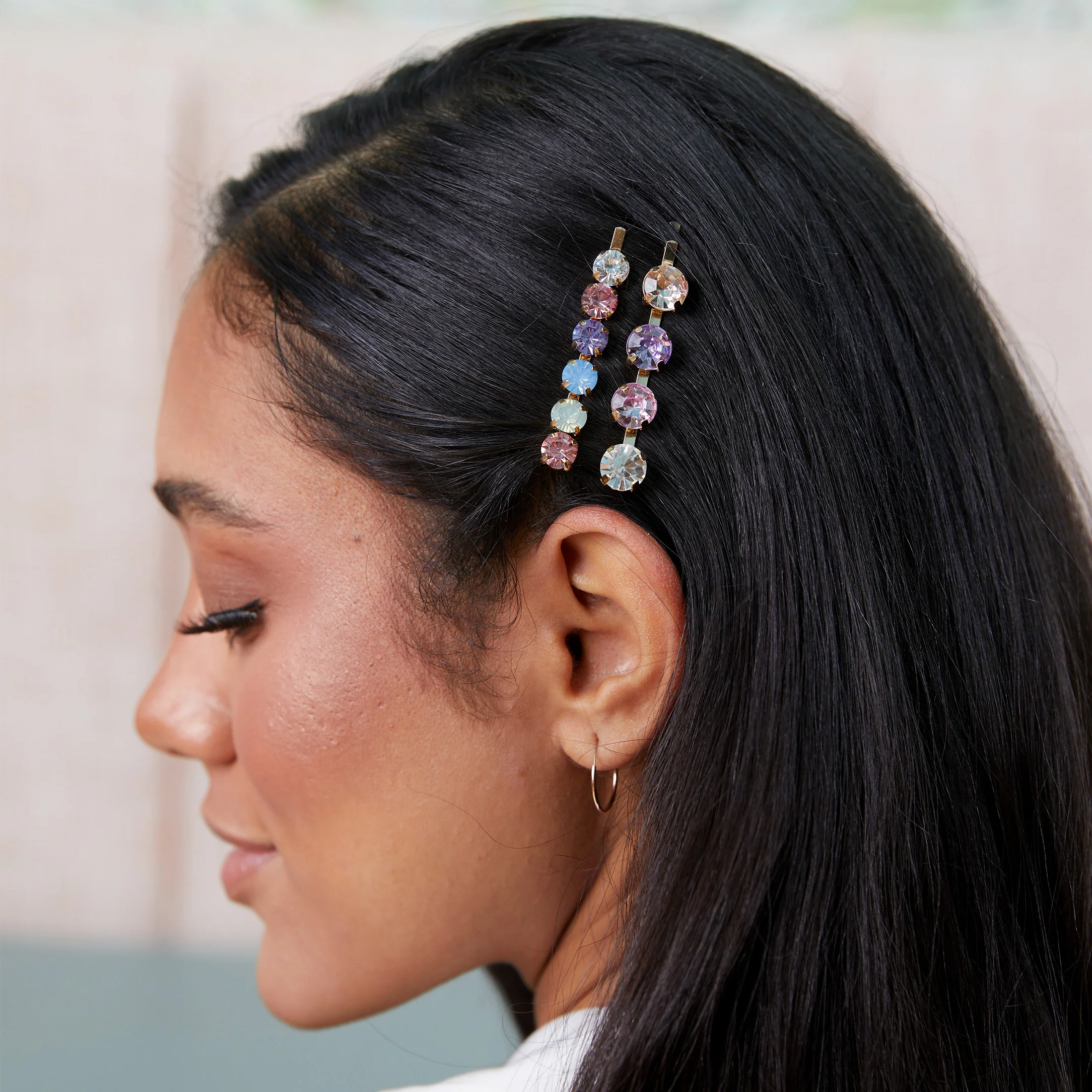 Jeweled Bobby Pins - 2 pack Multicolor/Gold - Image 7