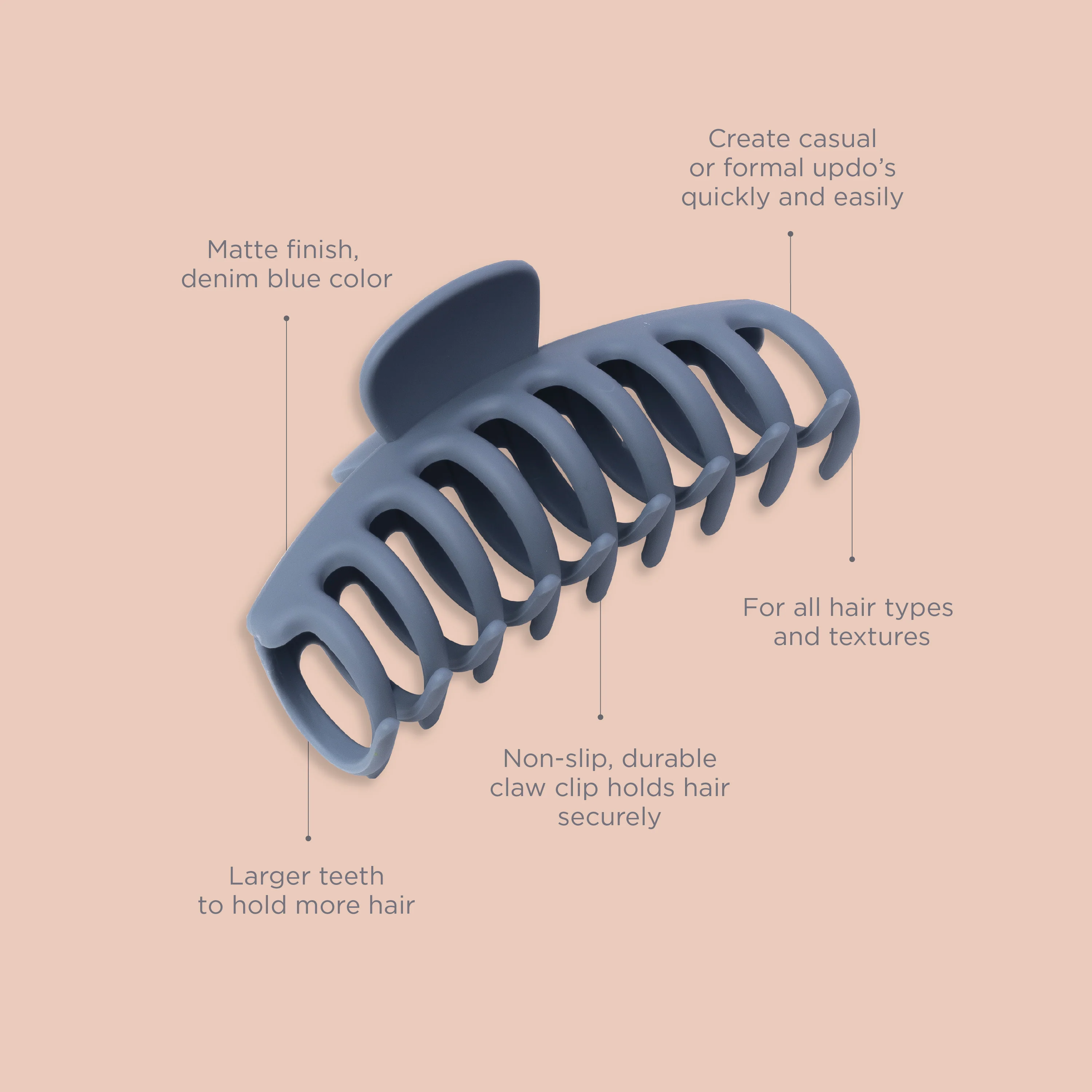 Large Claw Clip, Denim Blue - Image 5