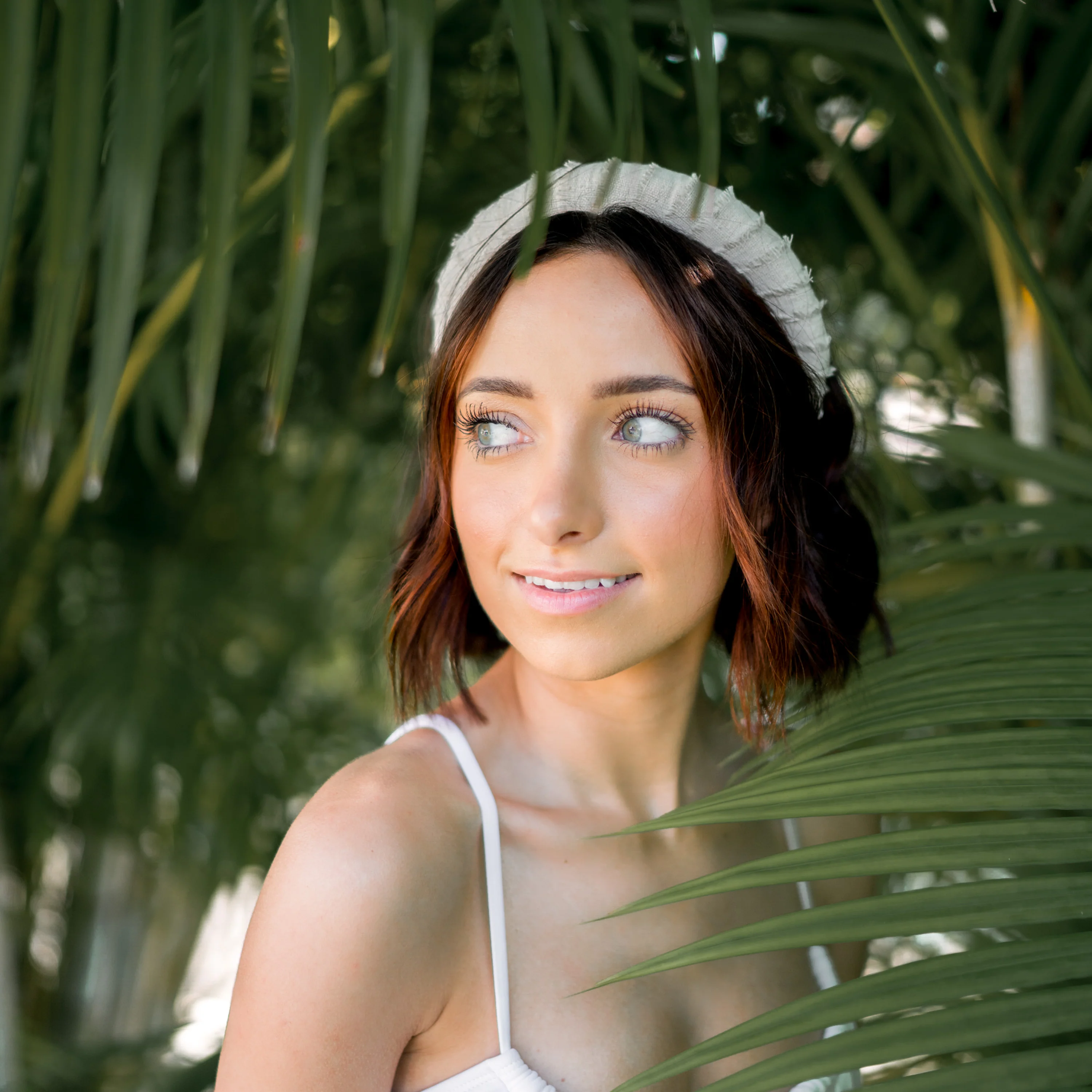 Take Me to the Beach Linen Raw Edge Headband- Light Taupe - Image 4