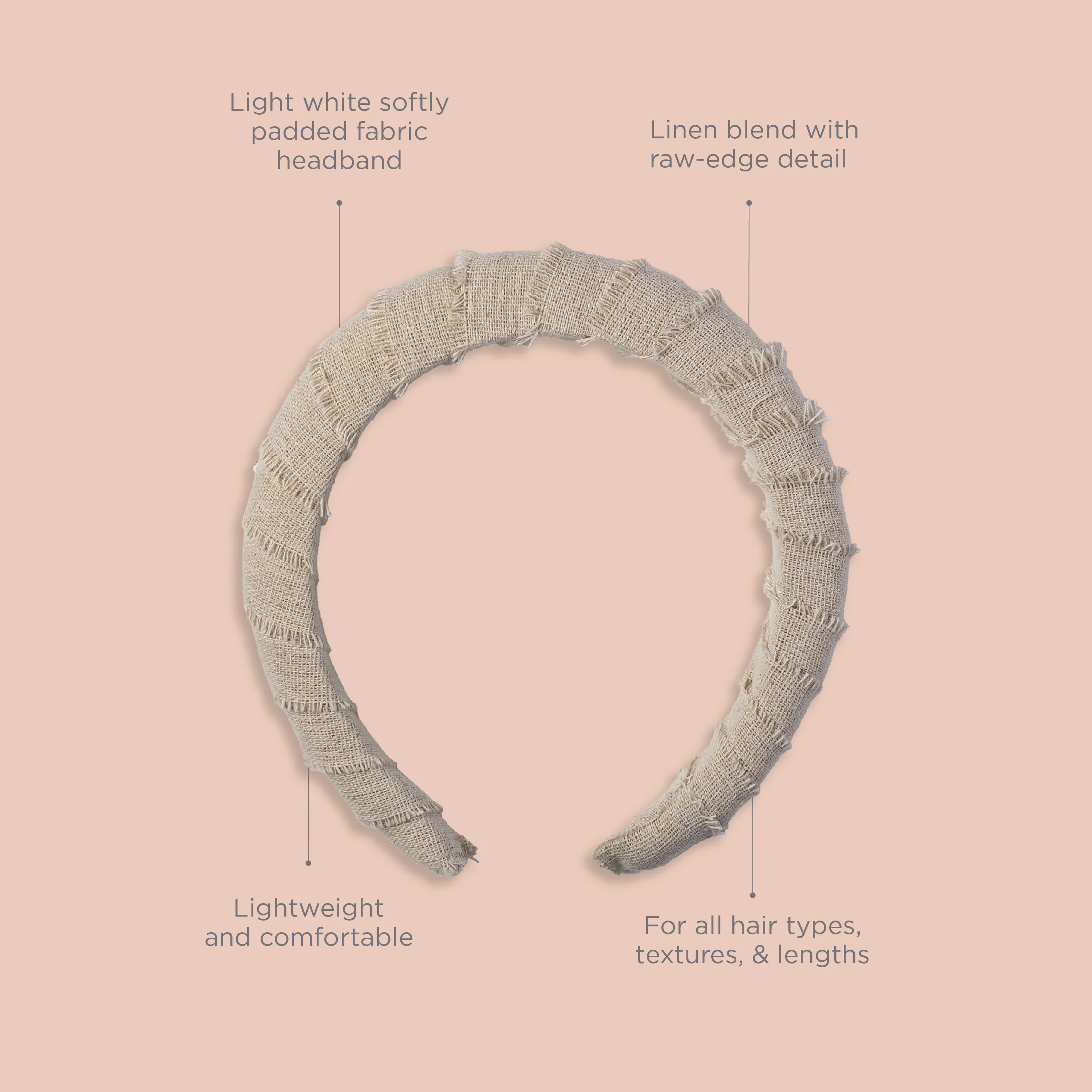 Take Me to the Beach Linen Raw Edge Headband- Light Taupe - Image 6