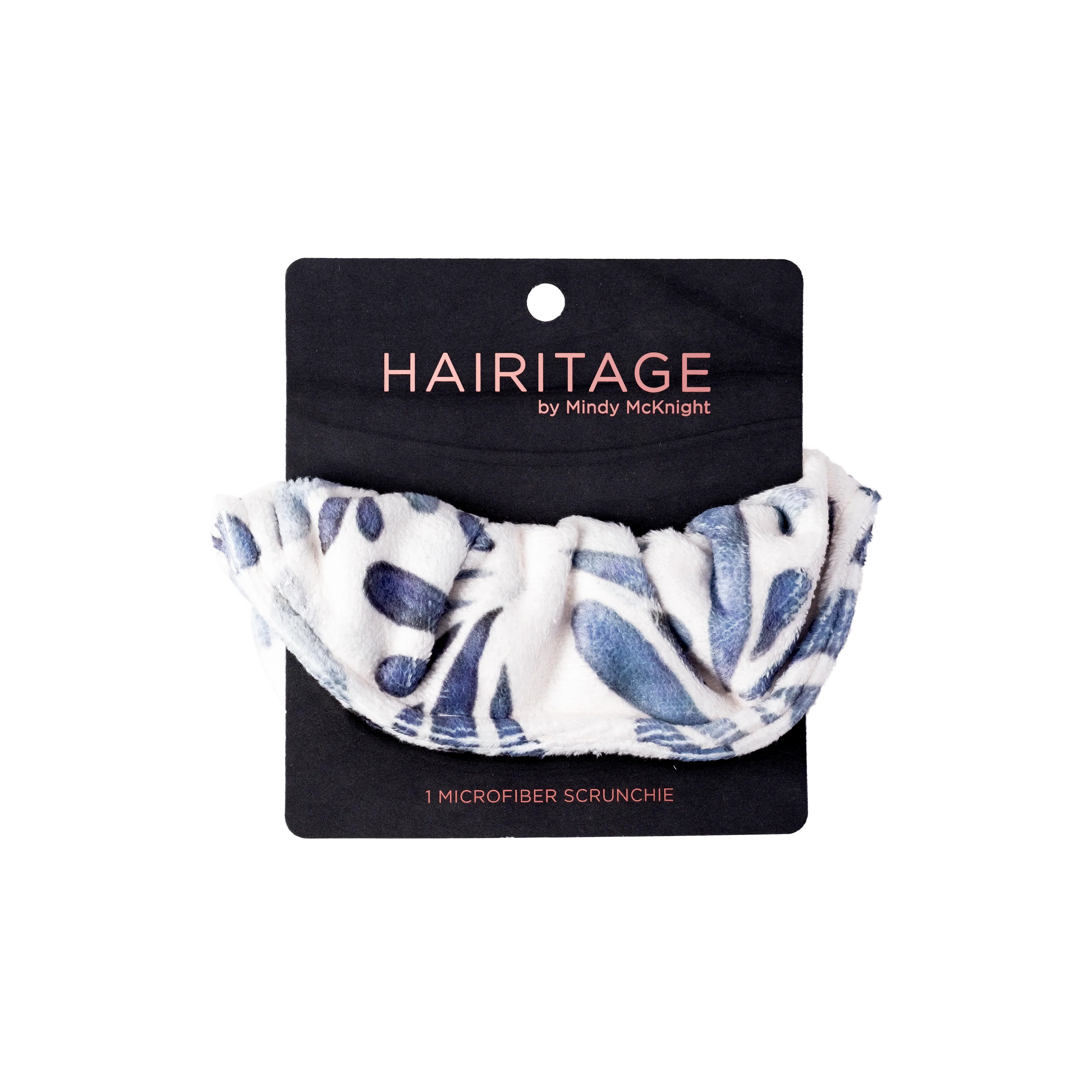 Soak It Up Absorbent Microfiber Hair Scrunchie, Cream & Blue - Image 2