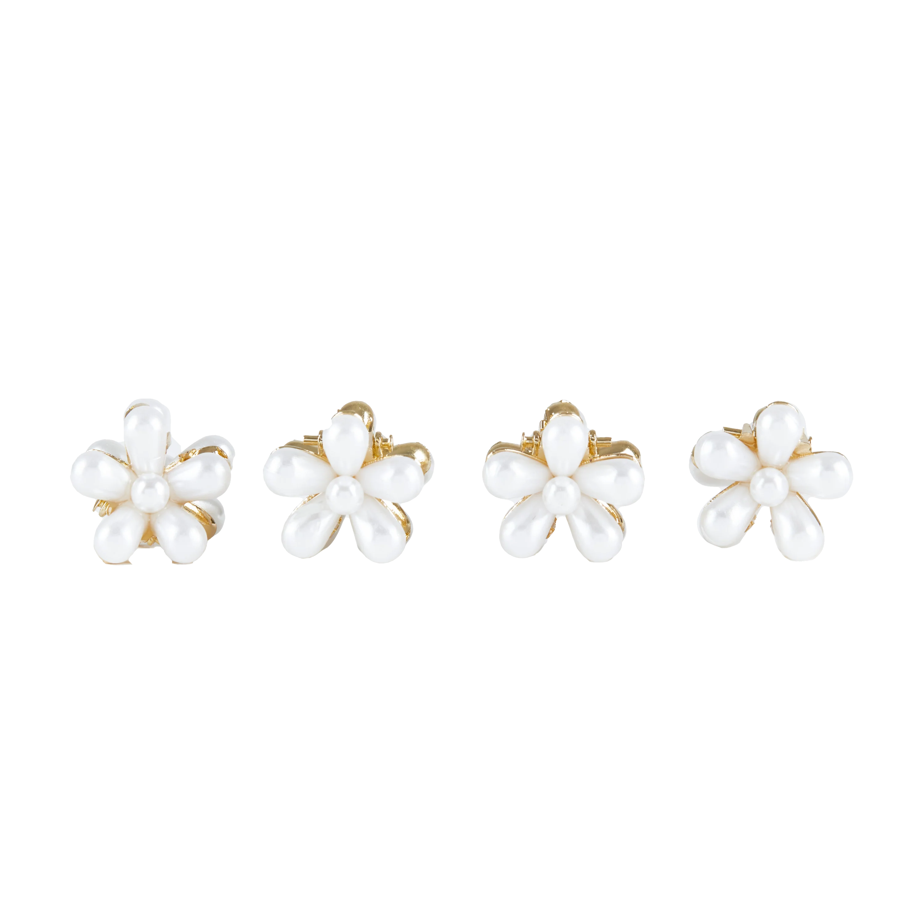 Pearl Mini Claw Clip Set - 4 pack Pearl/Gold