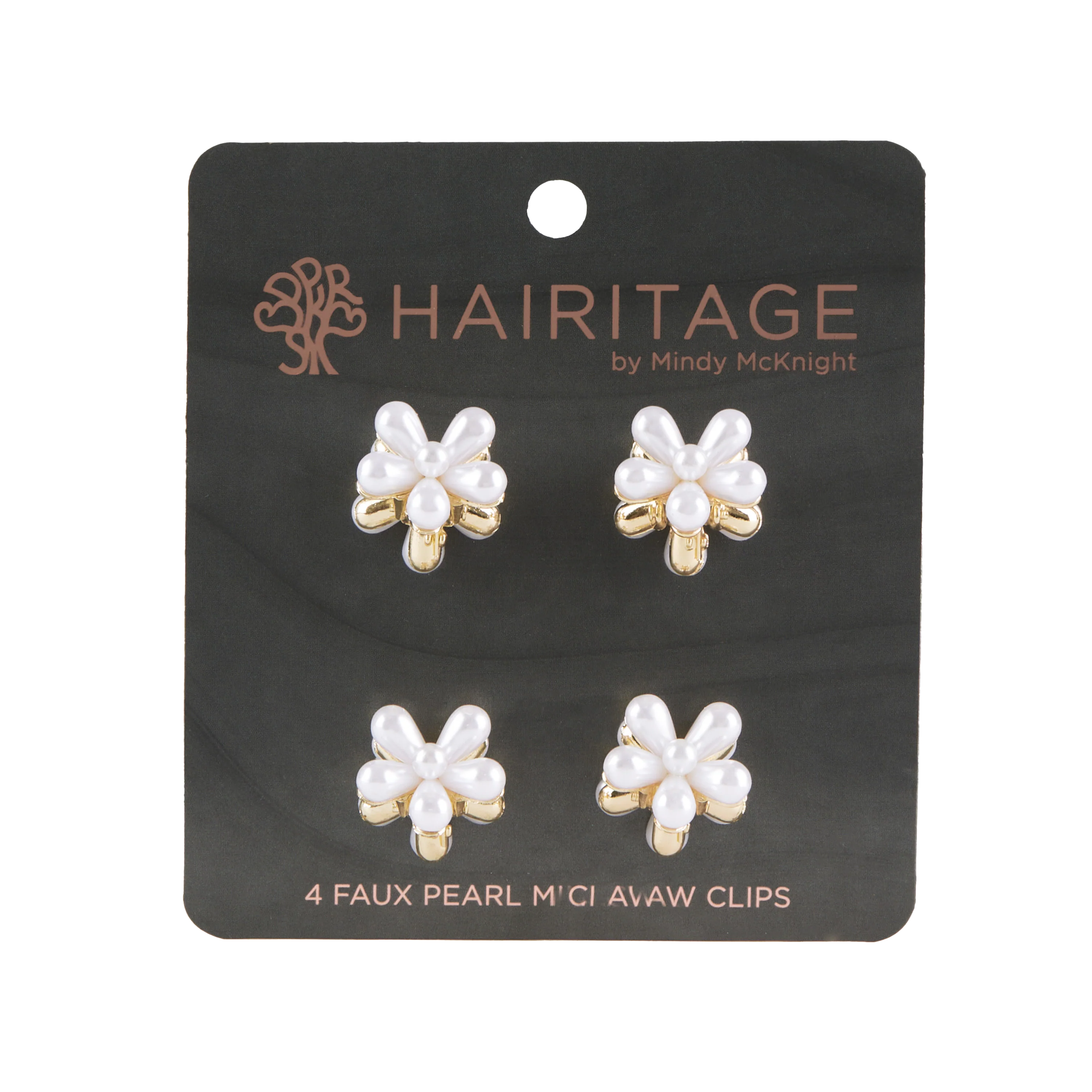 Pearl Mini Claw Clip Set - 4 pack Pearl/Gold - Image 2
