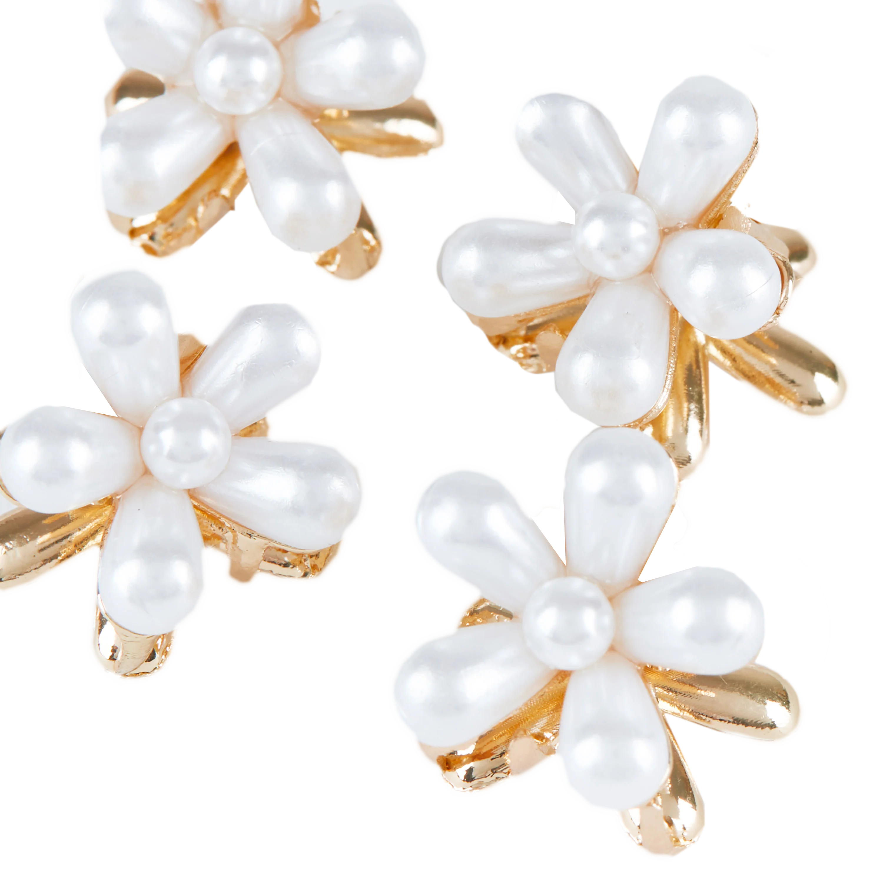 Pearl Mini Claw Clip Set - 4 pack Pearl/Gold - Image 3
