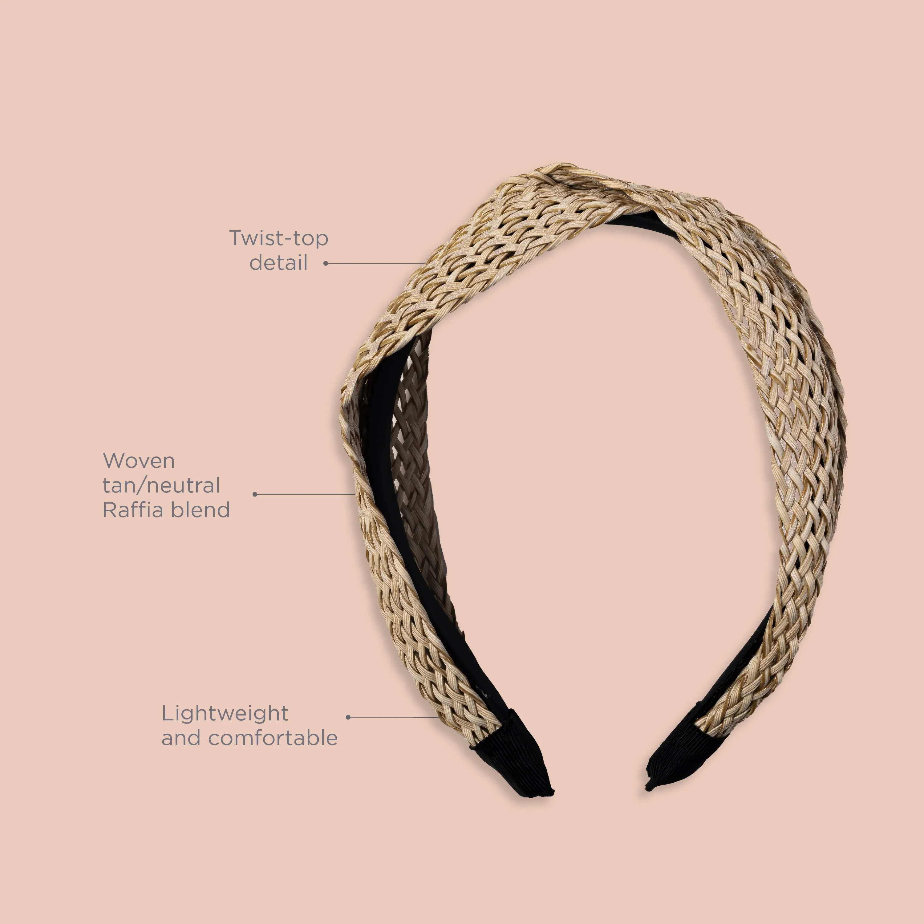 Take Me to the Beach Raffia Headband, Tan/Natural - Image 7