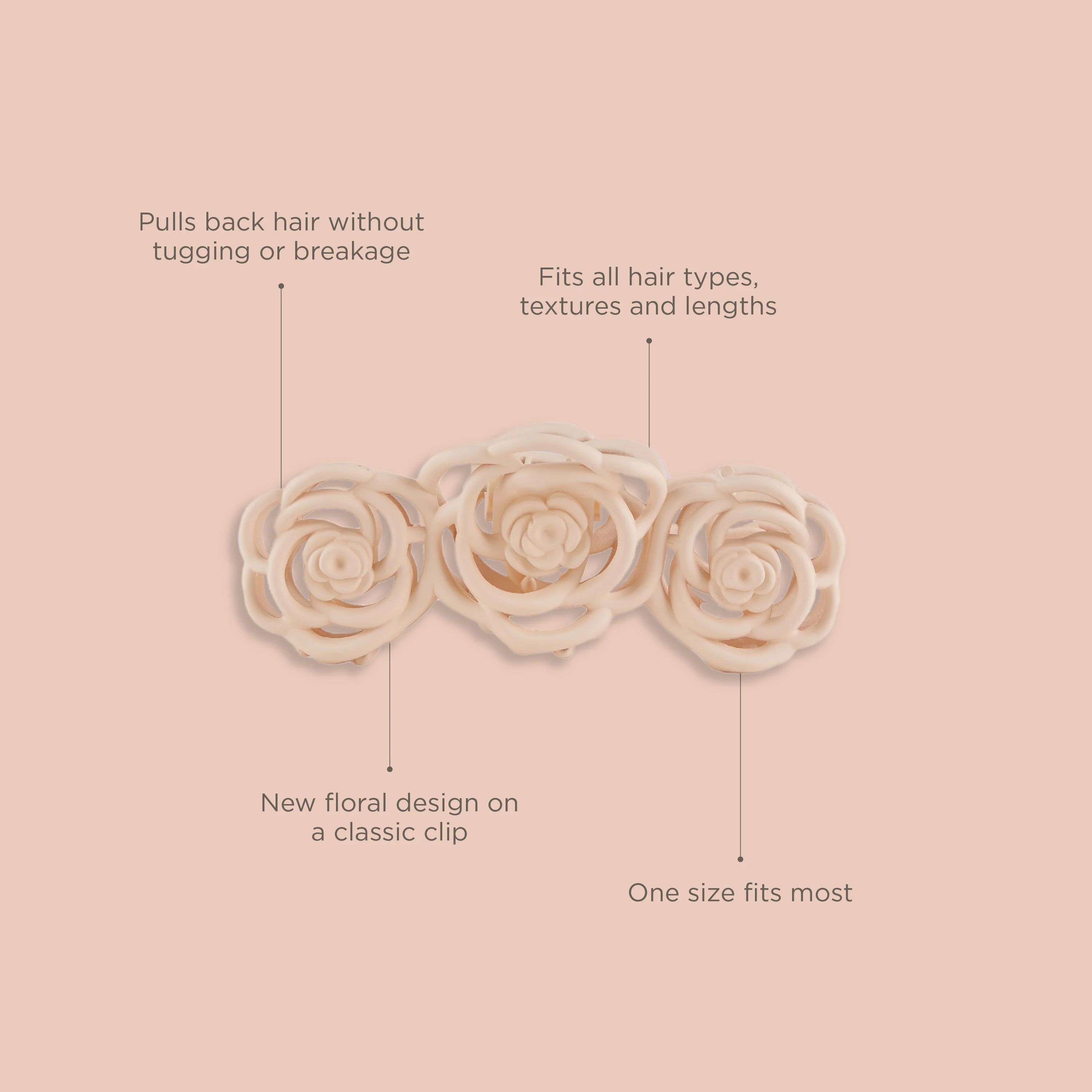 Rose Claw Clip - Light Pink - Image 4