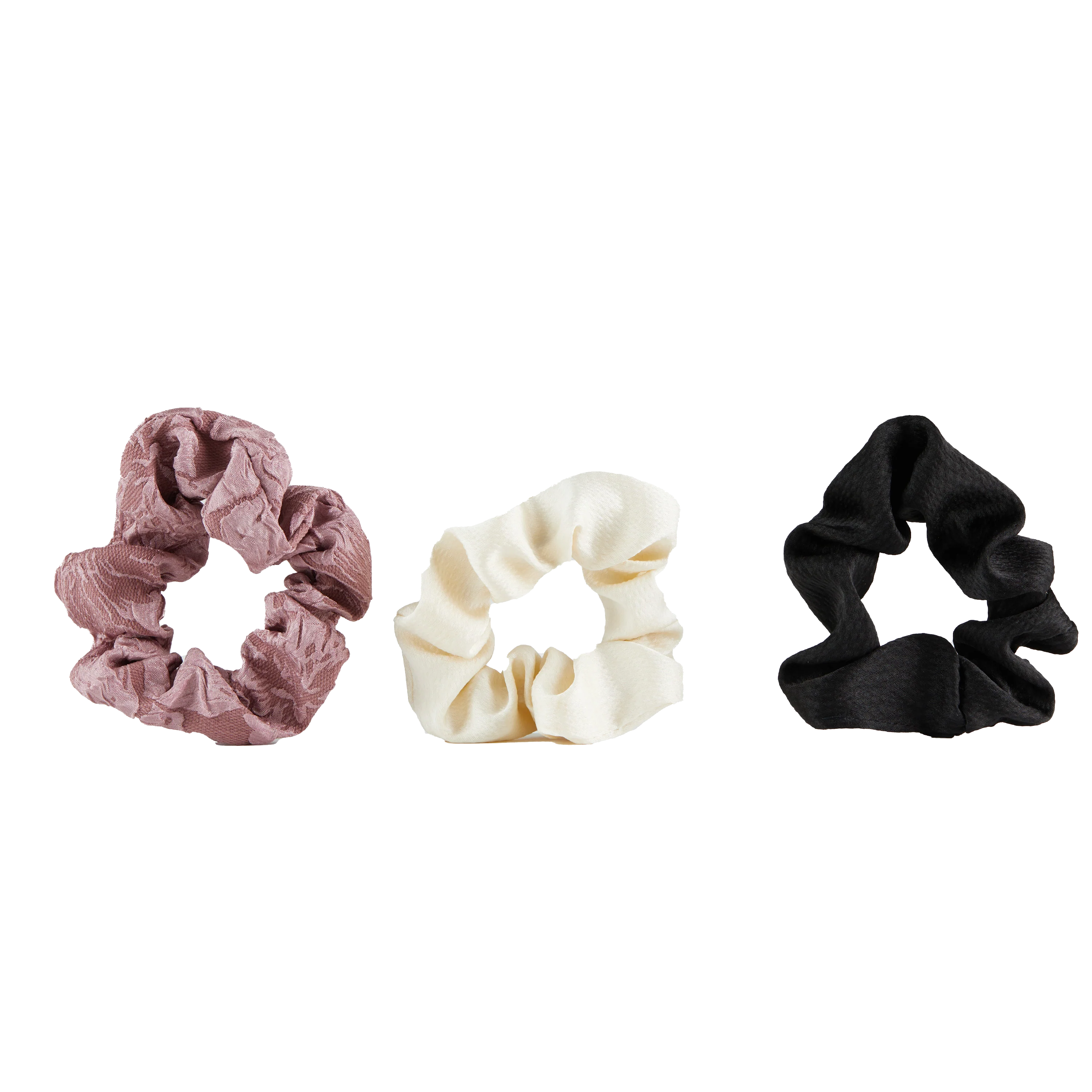 Scrunchie Set - 3 pack Ivory, Black & Plum
