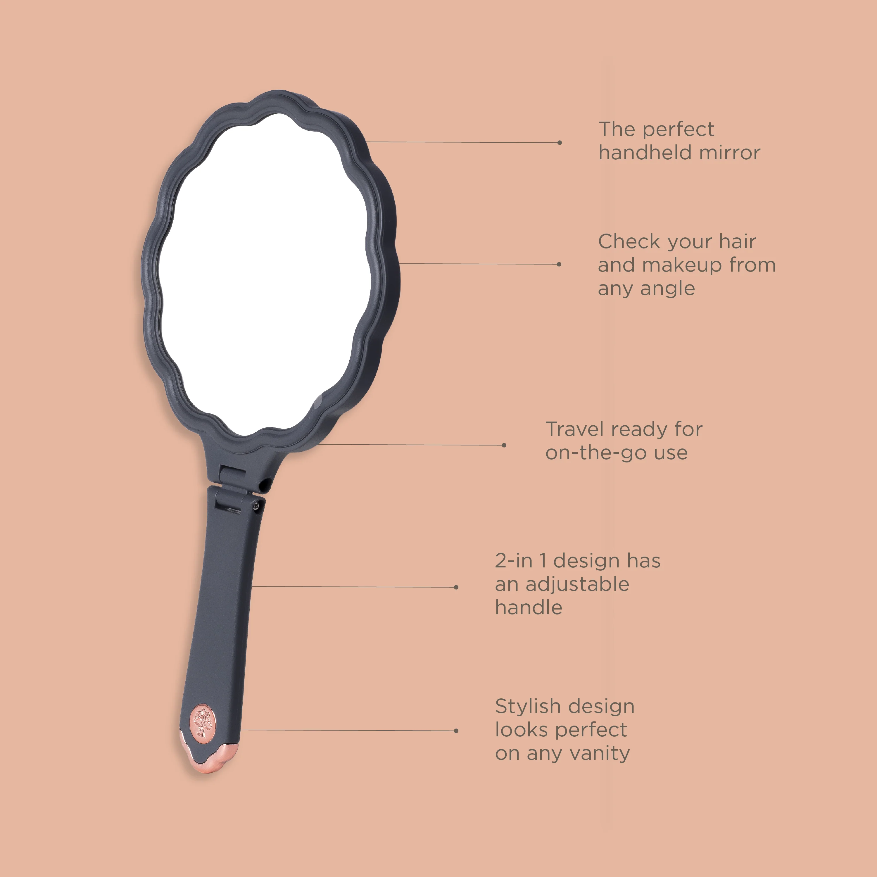 Strike a Pose Folding Hand Held Mirror with Adjustable Handle - Image 4