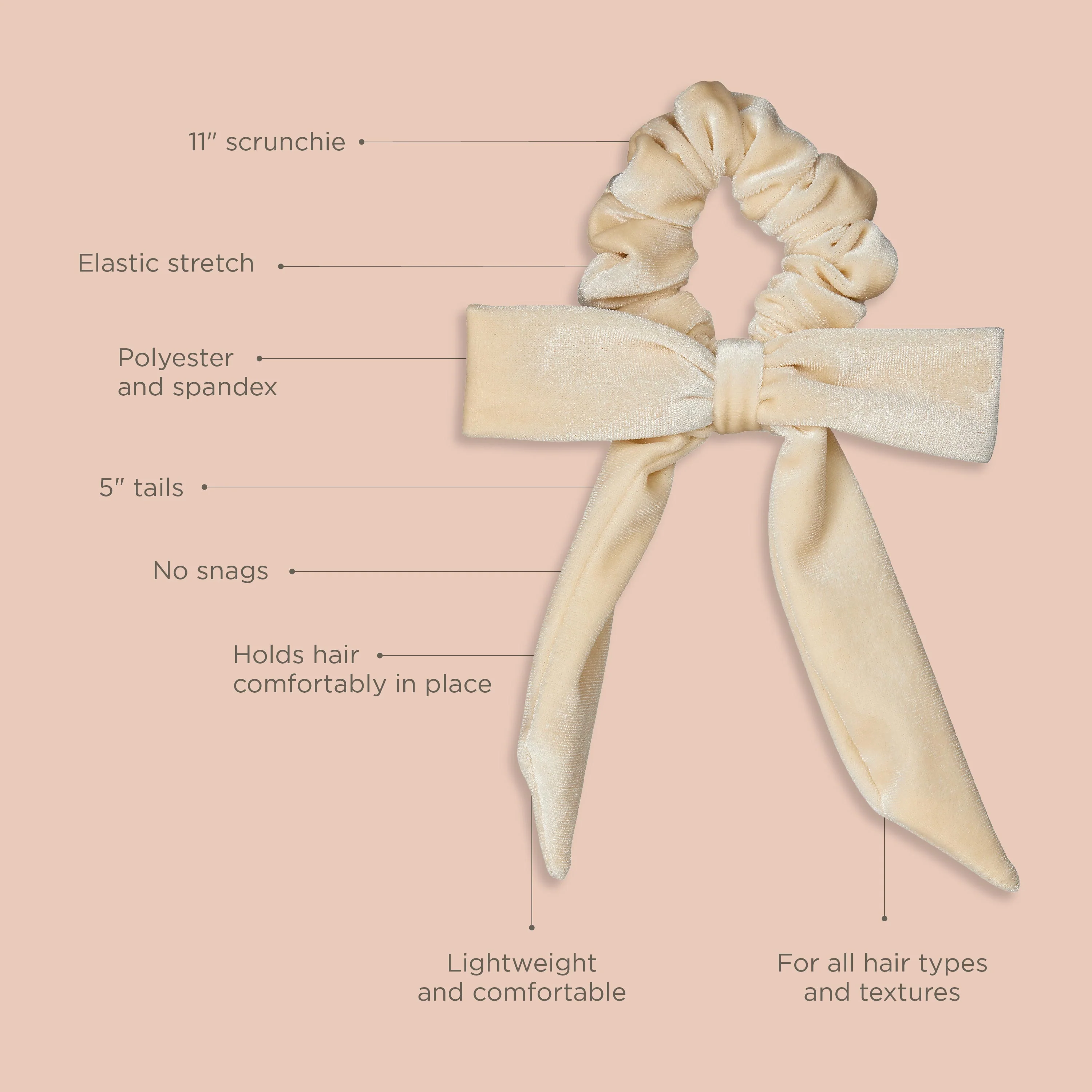 Velvet Bow Scrunchie Ivory - Image 5
