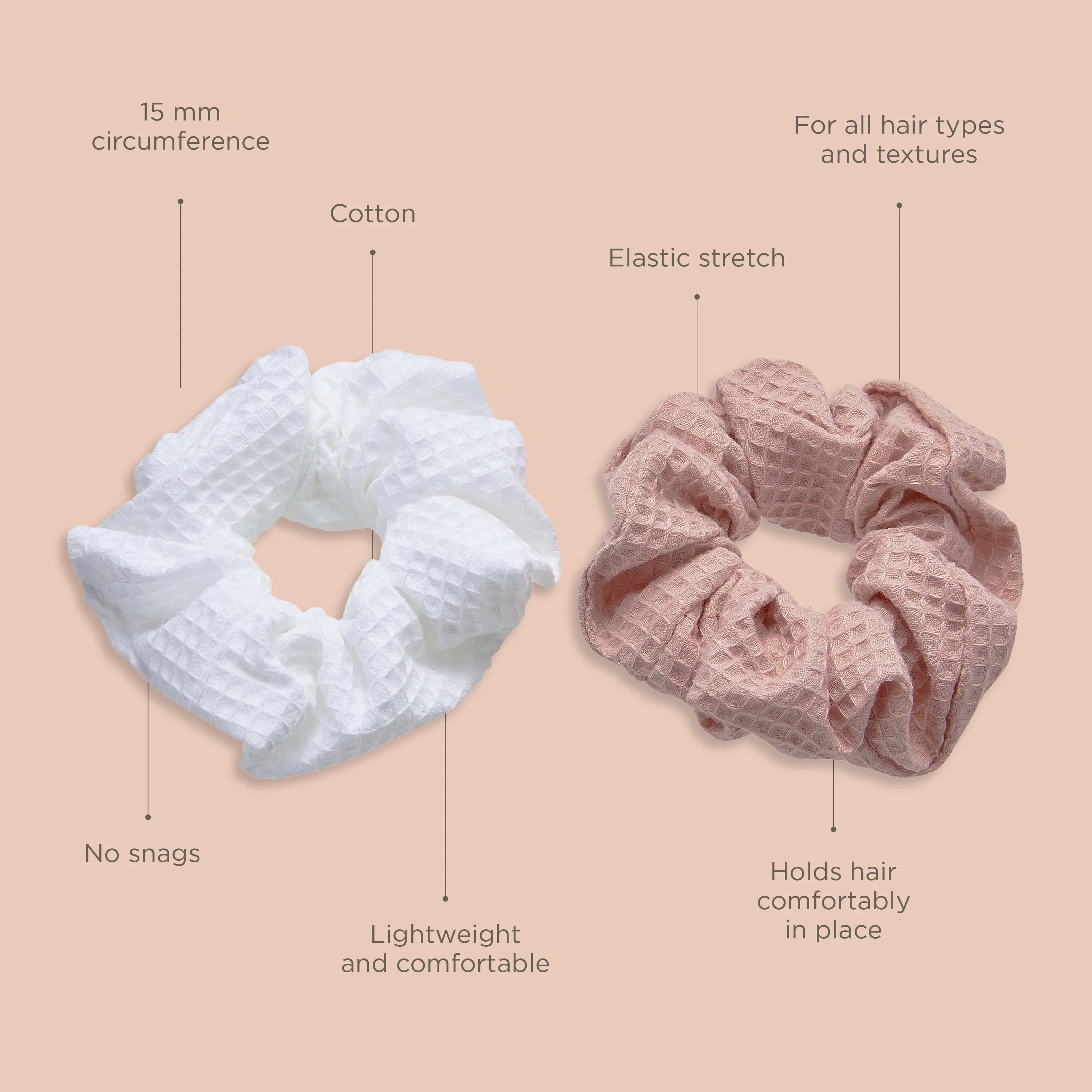 Waffle Scrunchies Pink and White - Image 5