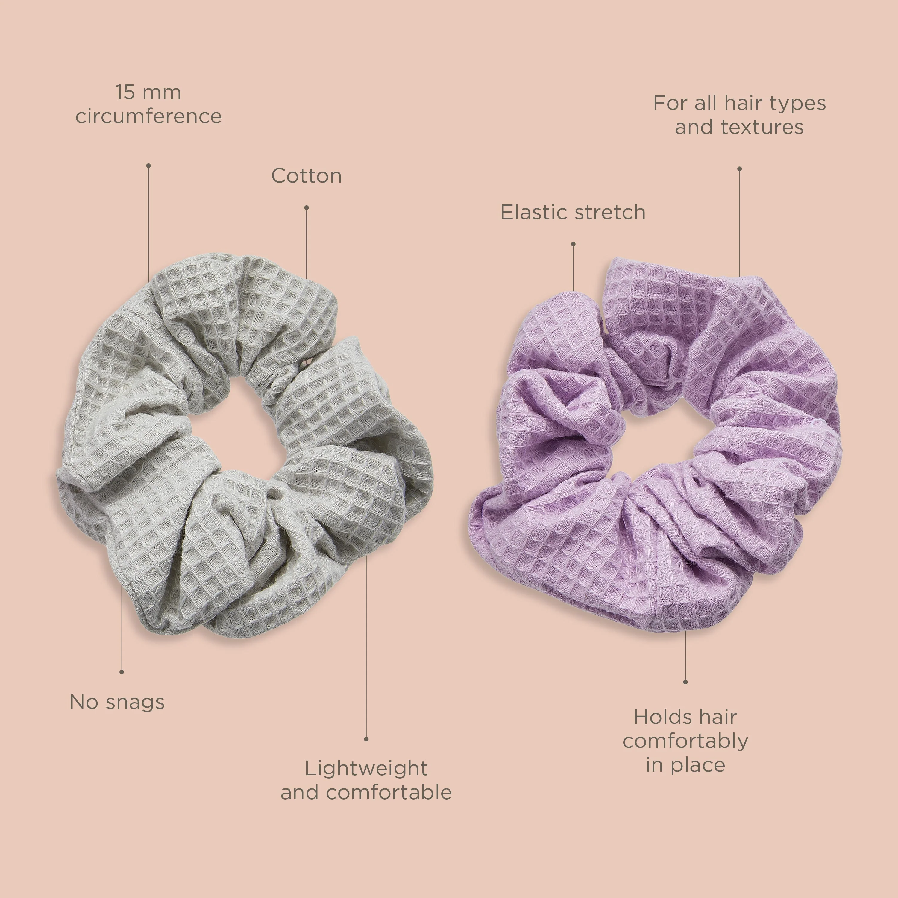Waffle Scrunchies Purple and Gray - Image 5